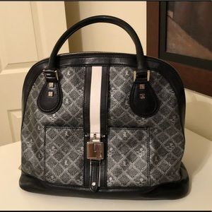 L.A.M.B. Montego purse in black, white and silver